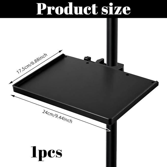 Mic Stand Tray Clamp On Shelf Lash Tray Holder Microphone Stand Trays Pole Mount Shelf Tripod Trays Desk Holders Mic Stands Accessories With 9.44" X 6.88" For Stage, Music Sheet, Live Streaming