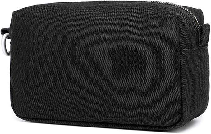 Organizer Bag -Lightweight Cosmetic Bag with Ring Clasp, Perfect Travel Makeup Bag for Women,nylon Stand Up Design (Black/Canvas)