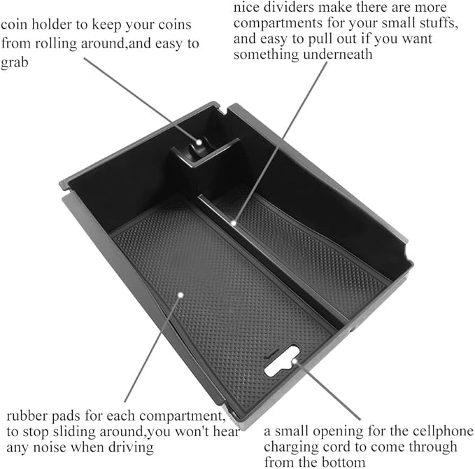 Vesul Center Console Armrest Storage Box Compatible with Hyundai Tucson 2016-2021 ABS Tray Insert Organizer Glove Pallet Phone Holder