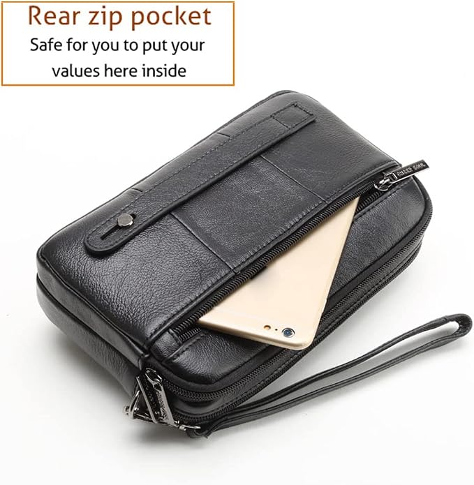 Leather Clutch Purse Wallet Men Wrist Bag