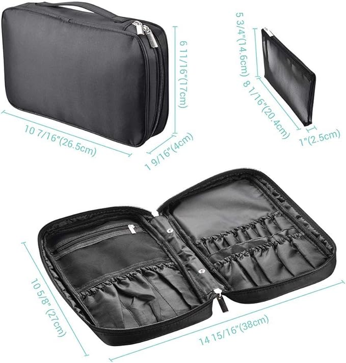 BYOOTIQUE Makeup Brush Bag Organizer Portable Multi Brush Holder Makeup Hand Bag Cosmetic Organizer Detachable Pouch Storage Case for Travel Home, Black