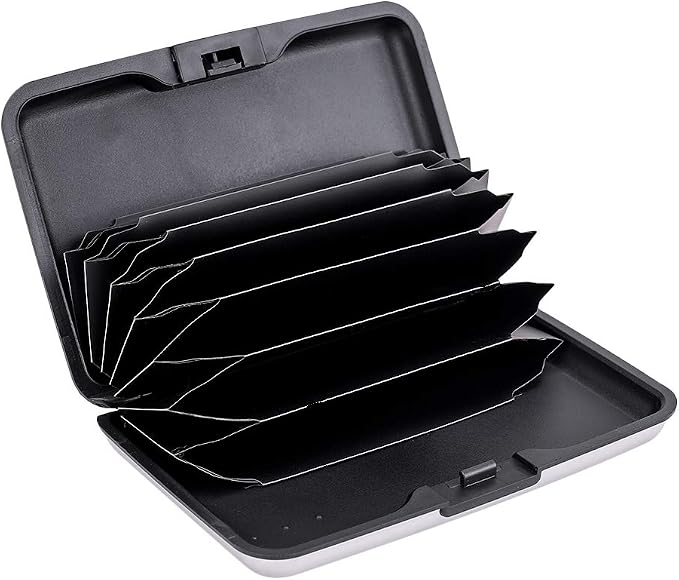 ELFISH RFID Blocking Credit Card Protector Aluminum ID Case Hard Shell Business Card Holders Metal Wallet for Men or Women (silver)