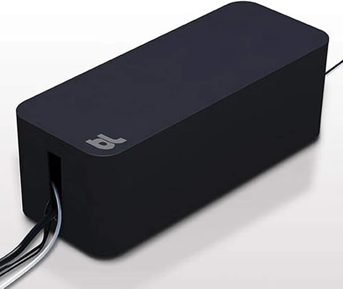 Bluelounge CableBox Cable and Cord Management System - Set of 1 Large and 1 Mini Box - Black
