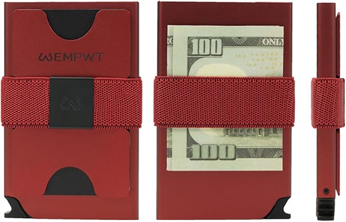 Aluminum Cardholder Wallet for Men-Metal Wallets with Advanced RFID Layer Protection | Slim & Minimalist Trendy Cardholder with Convenient Push Button for Quick Card Access (Red)