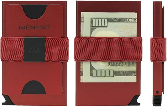 Aluminum Cardholder Wallet for Men-Metal Wallets with Advanced RFID Layer Protection | Slim & Minimalist Trendy Cardholder with Convenient Push Button for Quick Card Access (Red)