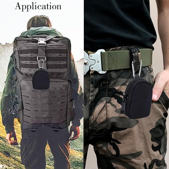 2 Pack Tactical Coin Purse - Military Pocket Keychain Pouch as Mini Tool Organizer Coin Car Key Waist Case Earphone Pack Backpack Accessory Pouch (Khaki-2pcs)