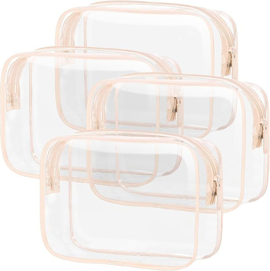 PACKISM TSA Approved Toiletry Bag 4 Medium - Quart Size Clear Makeup Bag for Carry On, Airport Security Compliant Clear Travel bag for Toiletries with Reinforced Seams, Active Pink