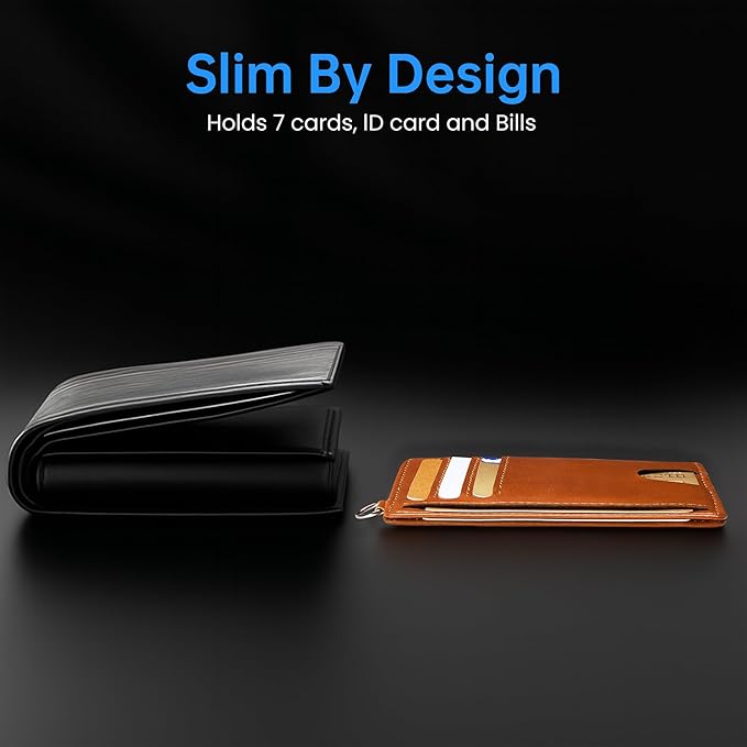 Mayski Slim Wallet, Credit Card Holder for Women, Minimalist Front Pocket RFID Blocking Card Cases, Small Wallet Women Men(Oiled Wax Brown)