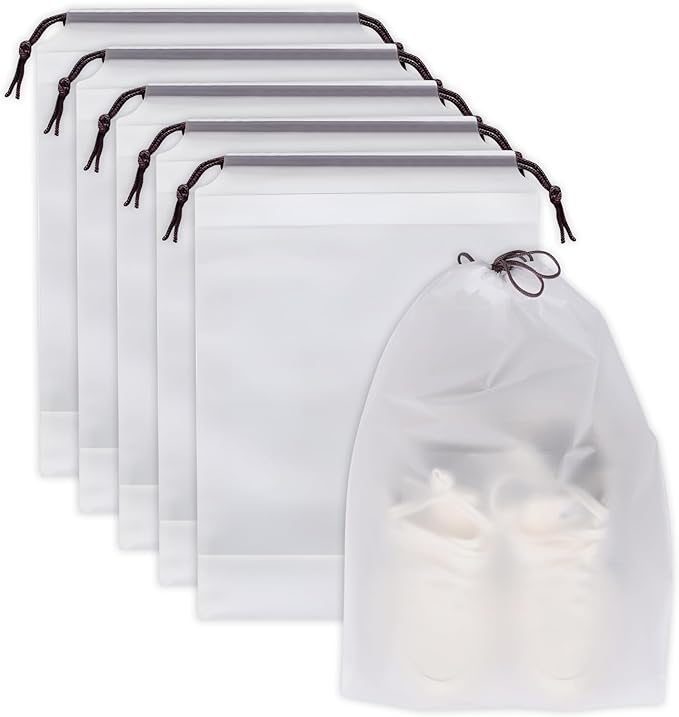 Shoe Bags for Travel, 15.7" x 11.8" Travel Shoe Bags for Packing, Large Waterproof Portable Travel Shoe Storage Bags Travel Essentials Women for and Men (5, White)