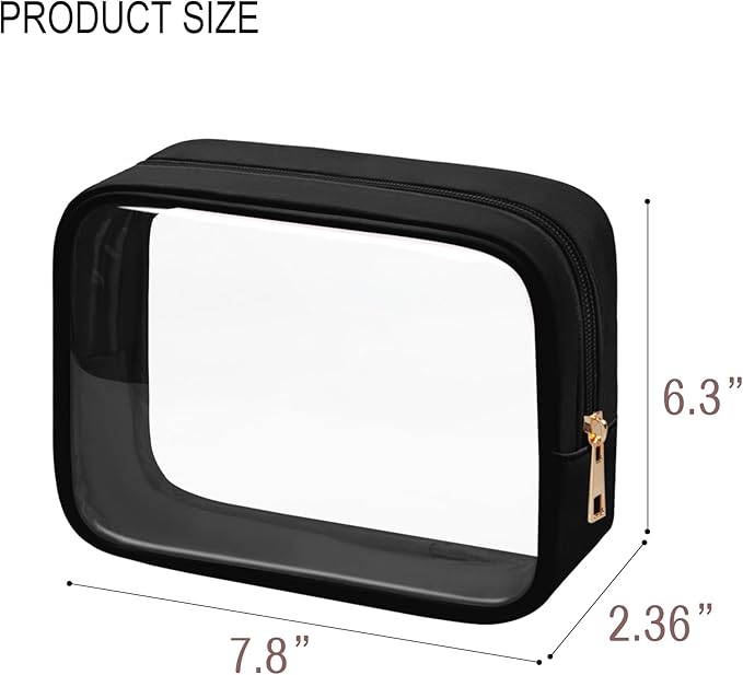 TSA Toiletry Bag Clear Makeup Bag Travel Essentials Cosmetic Bag for Men and Women(Black+White)
