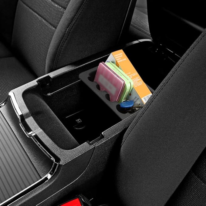 MARCHFA Center Console Organizer Tray for 2011-2022 2023Charger Accessories for Chrysler 300 2023 2022-2011 Armrest Organizer Tray Insert Storage Box (Black without mat)