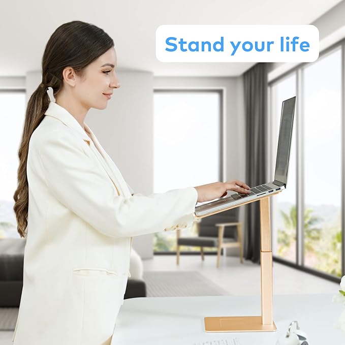 Laptop Stand for Desk, Ergonomic Aluminum Laptop Stand Adjustable Height from 7-15", Sitting and Standing Laptop Riser for 10-17" Notebook