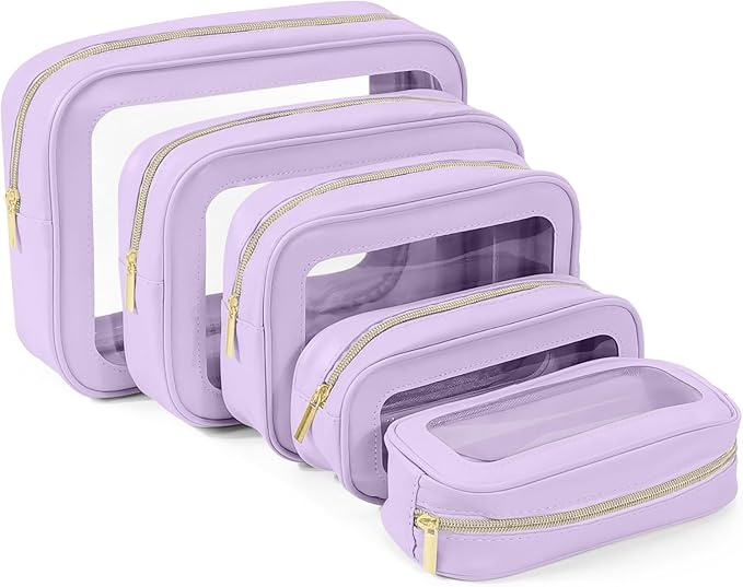 YOPCDJ 5PCS Diaper Bag Organizer Pouch Set, TSA Approved Toiletry Bag，Clear Waterproof TPU Makeup Bag Set Travel Organizer Bags for Women and Kids