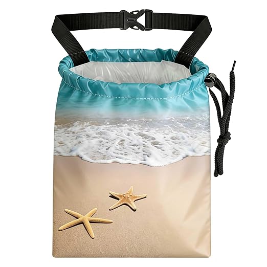 Beaches and Starfish Car Trash Bag - Waterproof Car Trash Bag Hanging Leakproof Car Garbage Bag - Washable Reusable Trash Bag For Car Interior Hanging Organizer Storage Vehicle Travelling Camping