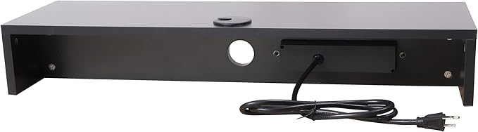 Rocelco 30" Dual Monitor Stand with AC Outlets and USB Power/Charging Strip - Wood Laptop TV PC Riser Shelf with Keyboard Mouse Storage and Cable Management - Black (R DMSV)