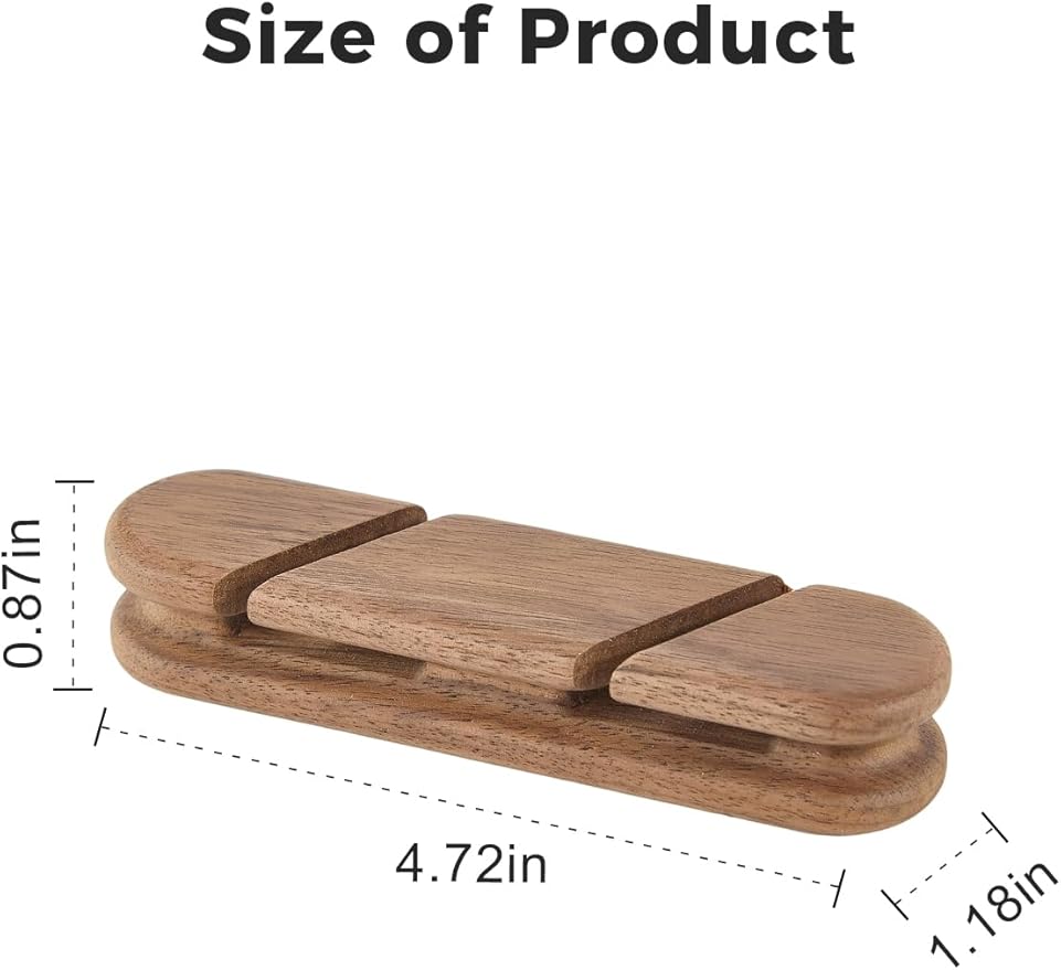 Solid Walnut Cable Holder & Cord Organizer, Adhesive Cable Clips for Desk, Under Desk, Wall, Bedside & Car, Wood Cable Management for Home Office, Phone Charging & USB Cables