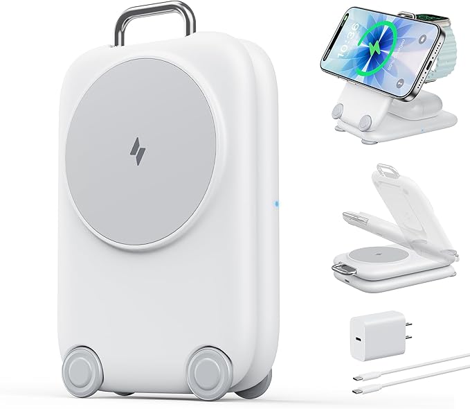 PaktVault 2026 Traveling Fast Wireless Charging Station for Apple Devices, Magnetic 3 in 1 MagSafe Charger Stand for iPhone 17 16 15 14 13 12 Pro Max Plus Air, Apple Watch&Air pods Pro-Gift for Her