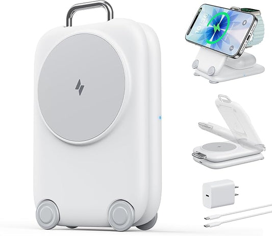 PaktVault 2026 Traveling Fast Wireless Charging Station for Apple Devices, Magnetic 3 in 1 MagSafe Charger Stand for iPhone 17 16 15 14 13 12 Pro Max Plus Air, Apple Watch&Air pods Pro-Gift for Her