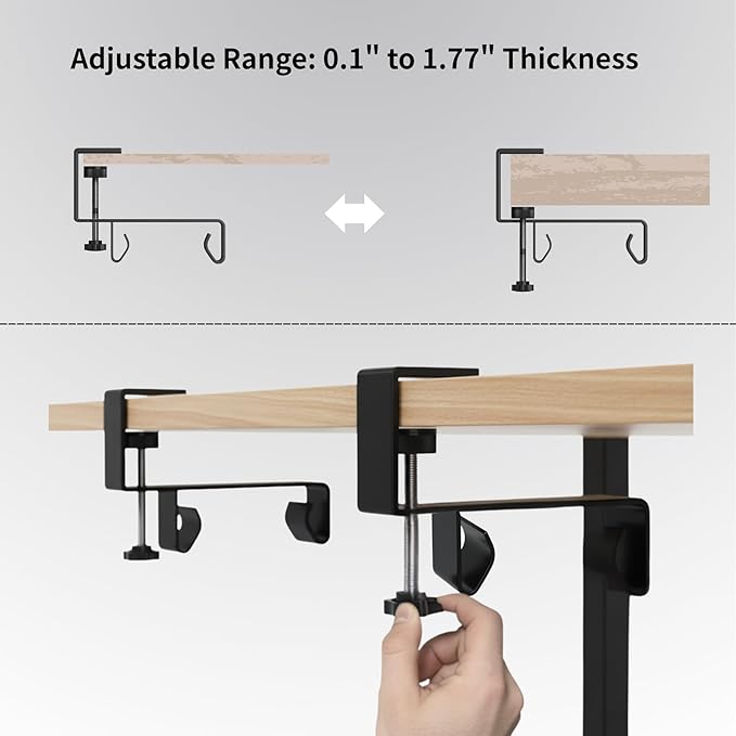Under Desk Cable Management Tray, 36” Fabric No Drill Clamp Mount Cord Organizer for Desk, Heavy Duty Wire Management for Office Home, Black