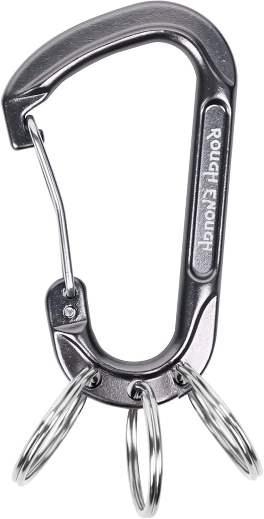 Rough Enough Carabiner Keychain Clip with Triple 3 Keyring Buckle Aluminum Alloy Metal for EDC Preppy Teens Men