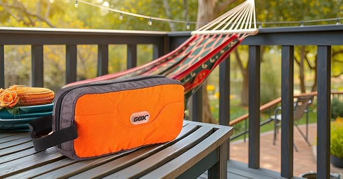 GOX Small Travel Toiletry Bag, Dopp Kit Case For Men, Multifunction Organizer Pouch (Orange/Grey)