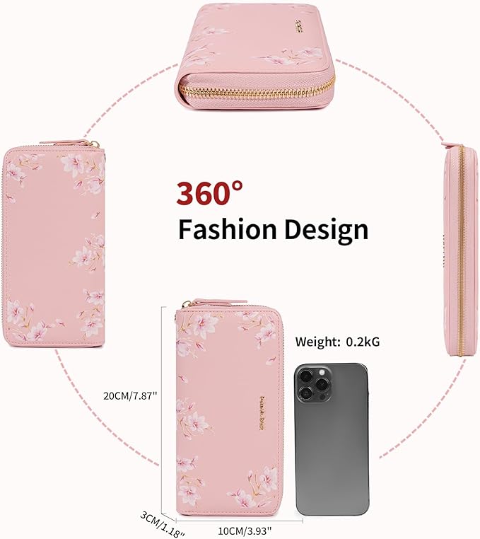 Pomelo Best Womens Wallet RFID Blocking Leather Multi Credit Card Large Capacity Wristlet Zip Around Long Wallets for Lady