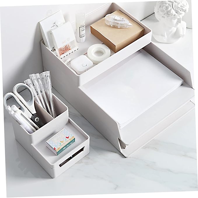 Homoyoyo 1Pc Office Storage Box Drawer Type Desk Organizer for Stationery and Sundries Stackable Storage for Home and Office Minimalist Design