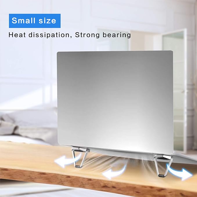Laptop Stand Portable,Zinc Alloy Laptop Mini Stand,Laptop Riser Invisible,Ergonomic Laptop Stand Cooling Suitable for 12-20 Inches Laptop.（Silver-2pieces）