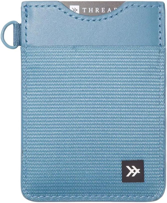 Thread Wallets Ultra Slim Minimalist Leather Card Holder Wallet (Surf Blue)