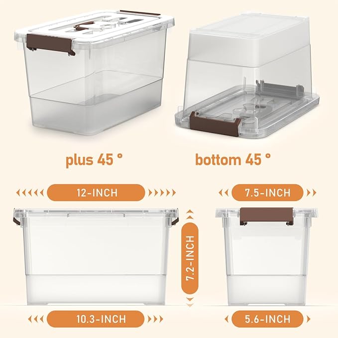 8 Packs Clear Plastic Storage Bins with Lids/Handle, 7 Quart Storage Latch Organize Boxs, Stackable Storage Containers for Organizing
