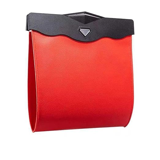 Car Leather Trash Bag Smart LED Waterproof Organizer Storage Garbage Can (Red)