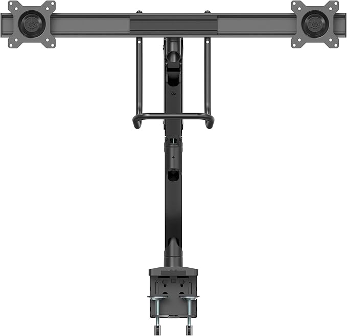StarTech.com Desk Mount Dual Monitor Arm - Ergonomic Monitor VESA Mount 32" (17.6lb/8kg) Displays - Crossbar Handle for Synchronized Full Motion - Height Adjustable - C-Clamp/Grommet (ARMSLMBARDUO)