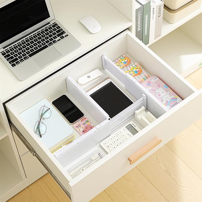 Drawer Dividers Dresser Drawer Organizer 3 Pack Adjustable Kitchen Drawers Divider Plastic Separators for Clothes Desk Office Storage
