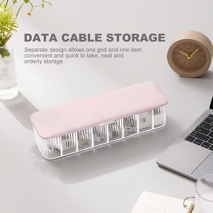 Cord Storage Box Charging Cable Organizer 11.22X3.93X2.55In Waterproof Cable Management Box with Multi-Grid Design for Home and Office Electronics