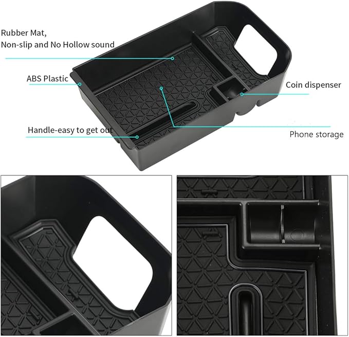 D-Lumina RAV-4 Center Console Organizer - Compatible with Toyota RAV4 2019 2020 2021 2022 2023 2024 2025 - Armrest Secondary Storage Tray, w/Black Anti-Dust Mats