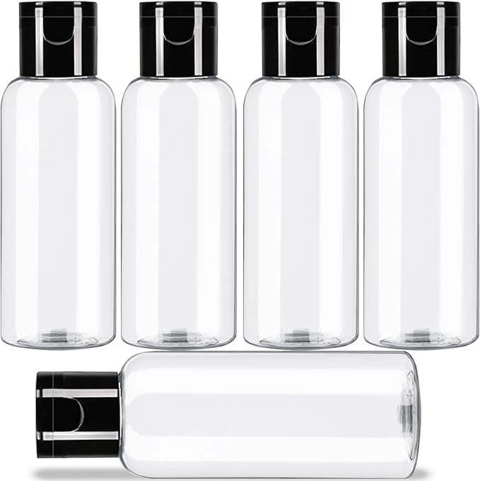 DNSEN 5 Pack 3.4 oz Travel Size Bottles for Toiletries TSA Approved Leak Proof Empty Refillable Liquid Containers with Labels