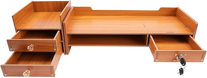 Monitor Stand Computer Riser with Storage Organizer, Desk Organizer Stand Monitor Stand Riser Multifunction Storage Shelf with Drawer (Style B)