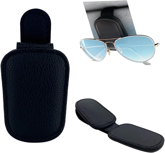 Sunglass Holder for Car, Universal Magnetic Glasses Holder Visor Sunglass Clip Visor Clips, Car Visor Organizer Accessories for Men and Women (1, Black)