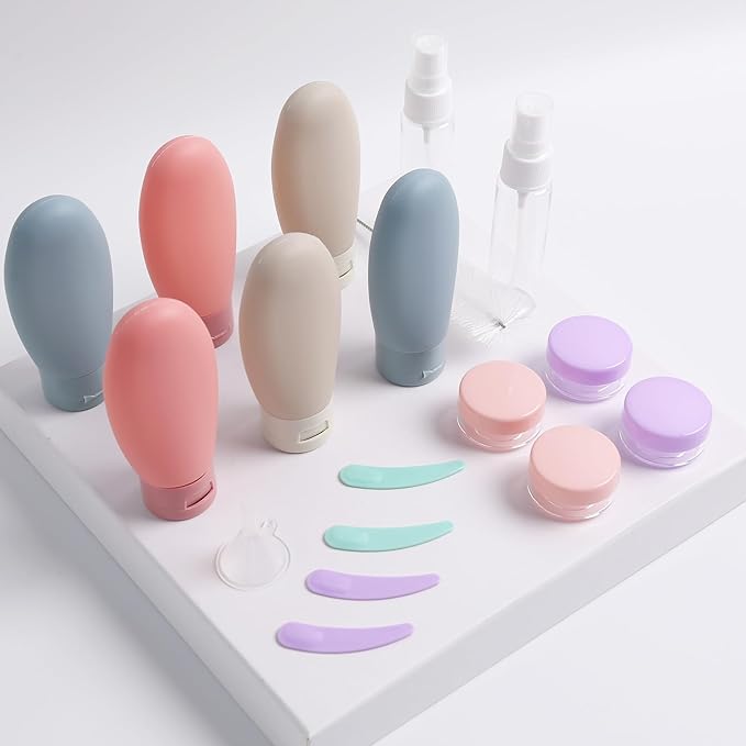 DEWSENSI 20 Pack Travel Bottles Set for Toiletries, TSA Approved Leak Proof Travel Size Containers Kit Portable Refillable Travel Accessories for Shampoo Conditioner Lotion Liquids (Multicolor A)