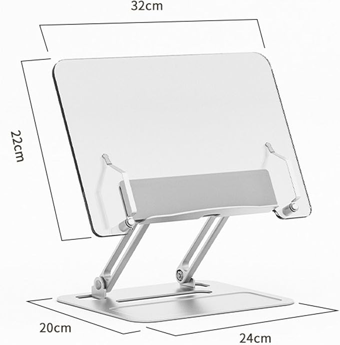 Adjustable Desktop Book Stand, Aluminum Reading Document Holder with Foldable Base, Book Holder, Foldable Desktop Riser for Laptop, Recipe, Textbook (Rose)