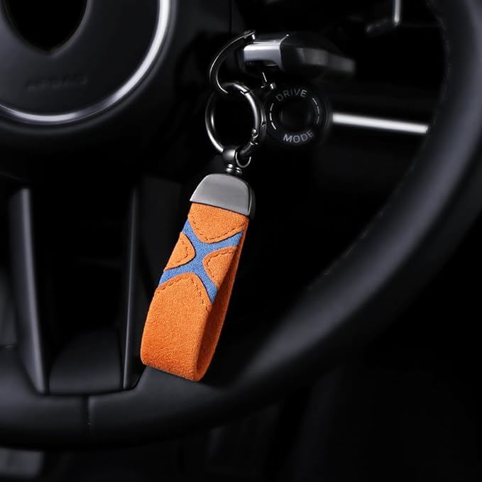 BETTERHUMZ Leather Suede Car Keychain,Key Chain Clip for Alcantara, Anti-Lost D-Ring for Men and Women Car Accessories