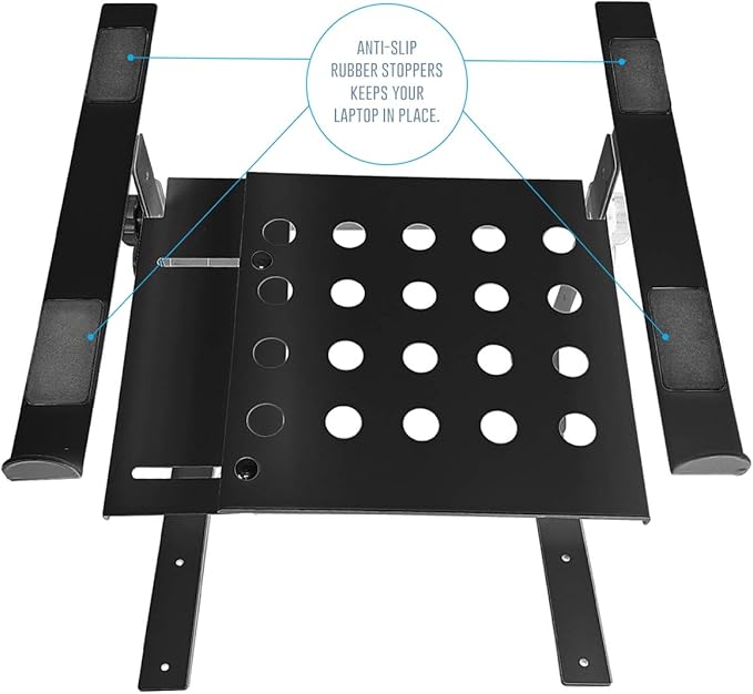 AxcessAbles Two-Tier Adjustable DJ Stand with Clamps | for DJ Controllers, Music Mixers, Laptops up to 20lbs.| DJ Controller Stand Compatible with DDJ-REV1, DDJ-FLX4 (LTS-03 Black)