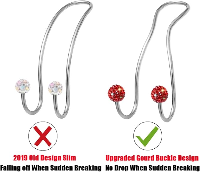 MTGOCHA Bling Purse Hook for Car Headrest, Upgraded Cute Car Seat Hooks for Bag Handbag, Durable Stainless Auto Purse Hanger Holder 2 Pack, Red