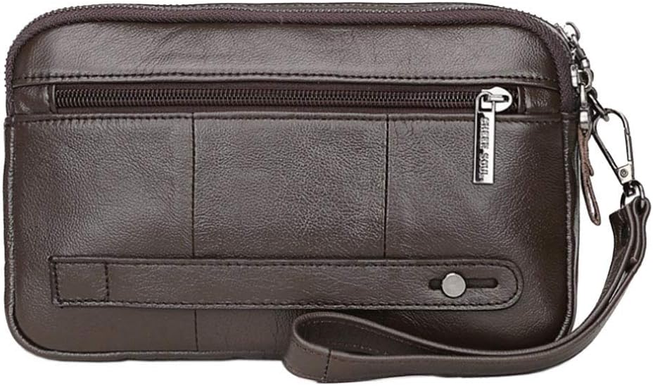 Leather Clutch Purse Wallet Men Wrist Bag