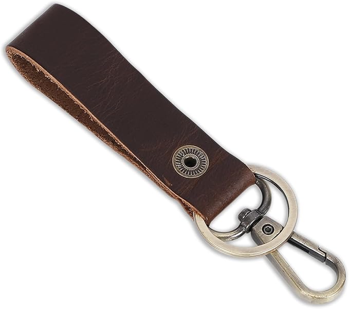Genuine Leather Keychain with Belt Loop - Key Case Leather Tactical HK EDC Clip Fob Keychain Leathers Key Holder