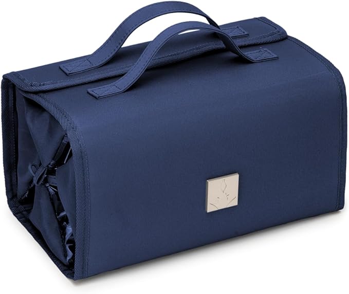 ROYALFAIR Roll Up Makeup Bag, Travel Toiletry Bag for Women with 4 Clear TSA Approved Pouches, Hanging Travel Organizer, Folding Cosmetic Bag for Men and Women