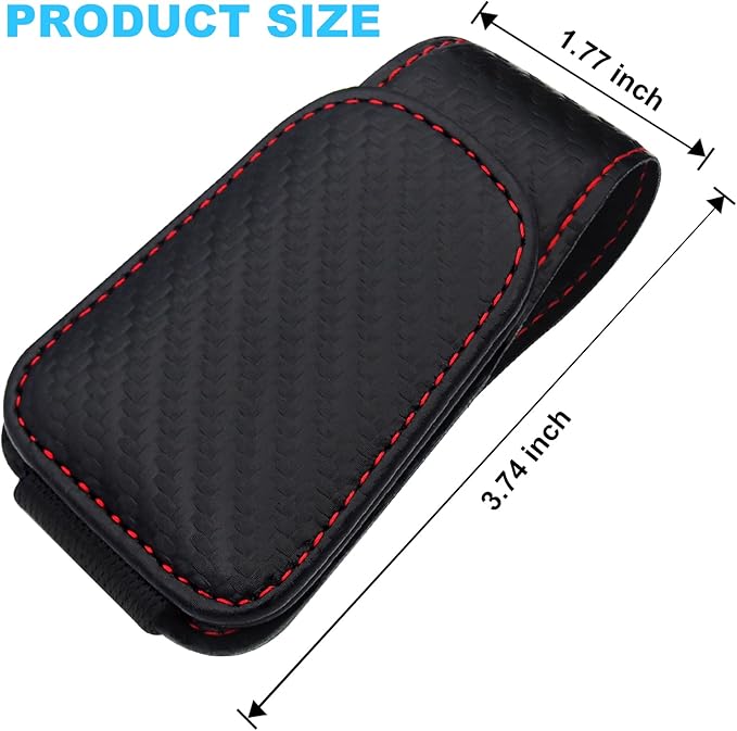 TCJJ Sunglasses Holders for Car Visor,Car Magnetic Glasses Holder Leather Sunglasses Clip and Ticket Card Clip Suitable for Car Interior Visor and Different Size Eyeglasses(Carbon Fiber/2)