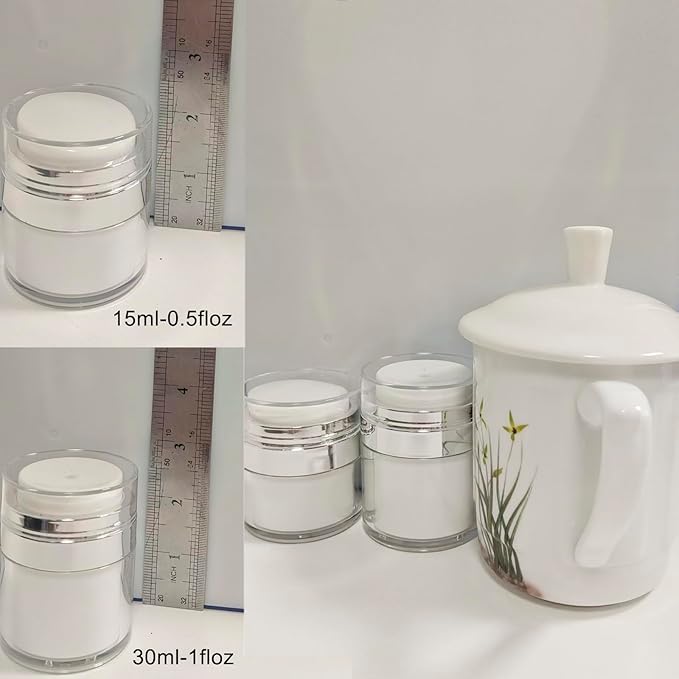 13 Pack Big Travel Size Containers, 1.7/1/0.5oz Clear Airless Pump Bottles, TSA Approved Skincare Empty Leak Proof Bottles Refillable Jars for Travel or Home Toiletries, Lotion, Liquid, Cream