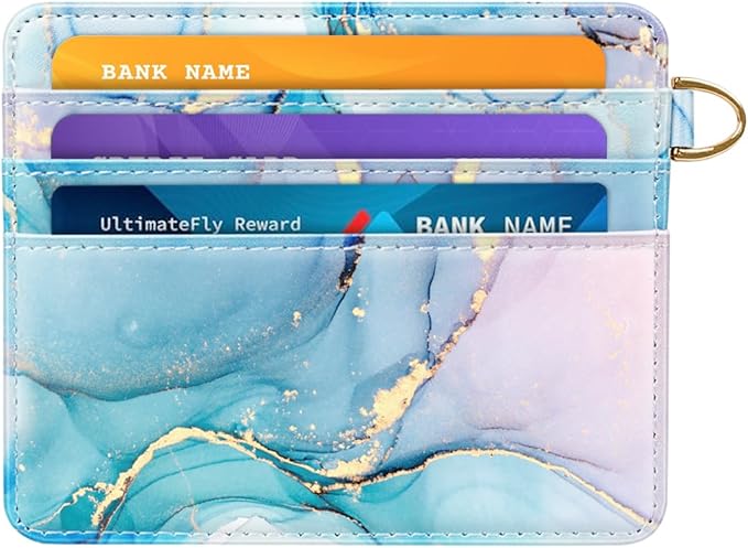 Slim Minimalist Pocket Credit Card Holder Wallet RFID Blocking Lightweight Thin Small Cute Card Cases,Gradient Marble