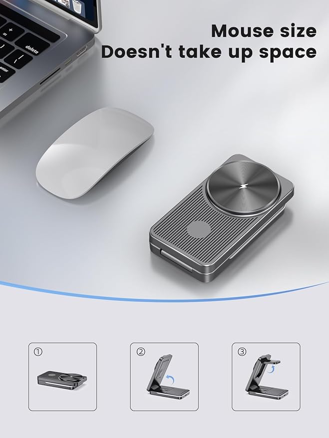 Magnetic Wireless Charger for Samsung Galaxy S26 Ultra, 3 in 1 Wireless Charging Station for Samsung Watch 8, Travel Foldable MagSafe Charger Stand for Android S25 Ultra/Z Fold/Z Flip 7, Buds 4 Pro